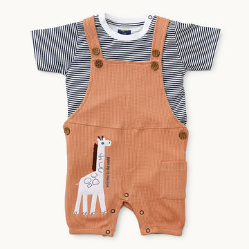 Unisex Striped Dungaree Set