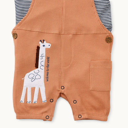 Unisex Striped Dungaree Set