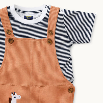 Unisex Striped Dungaree Set
