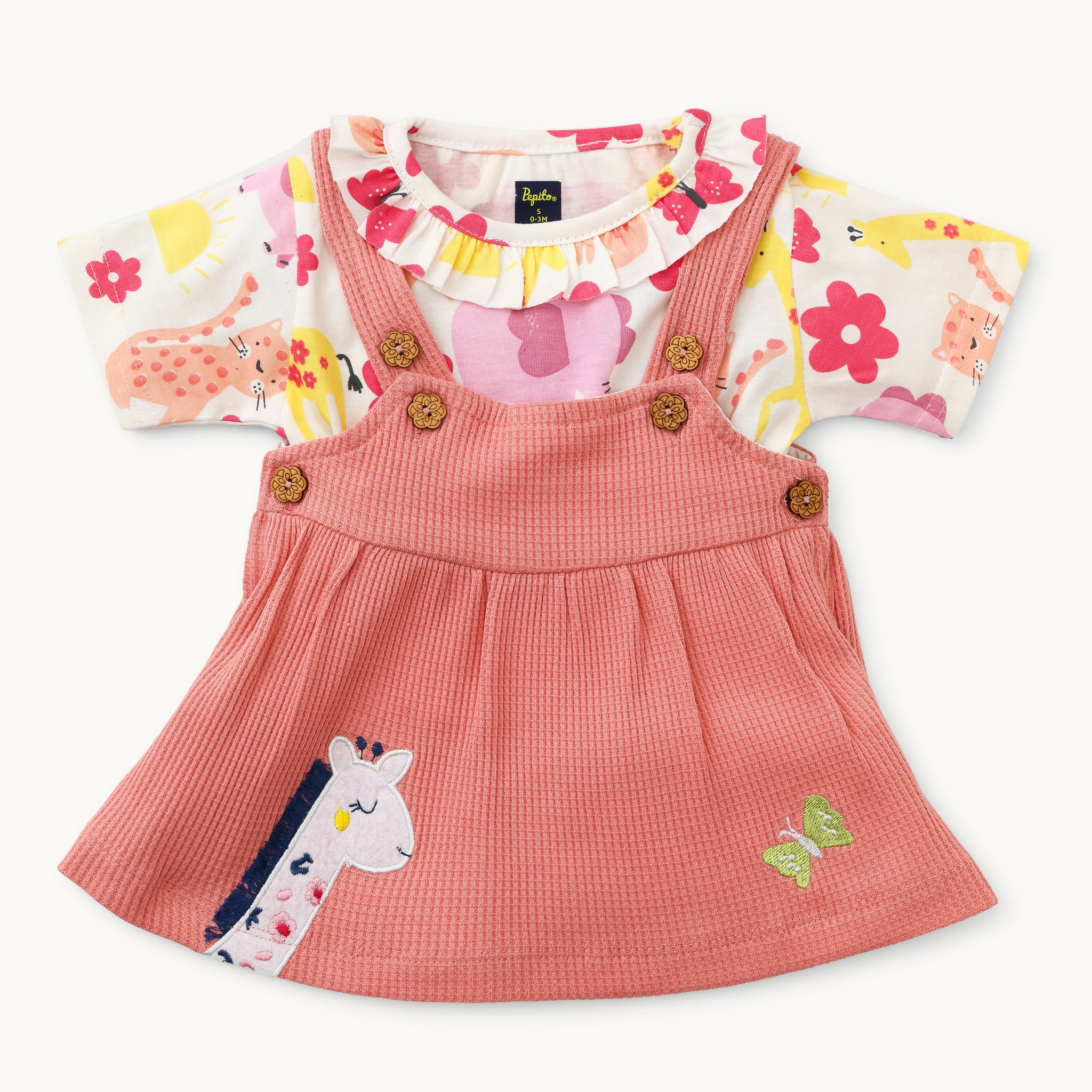 Girls Printed Dungaree Set