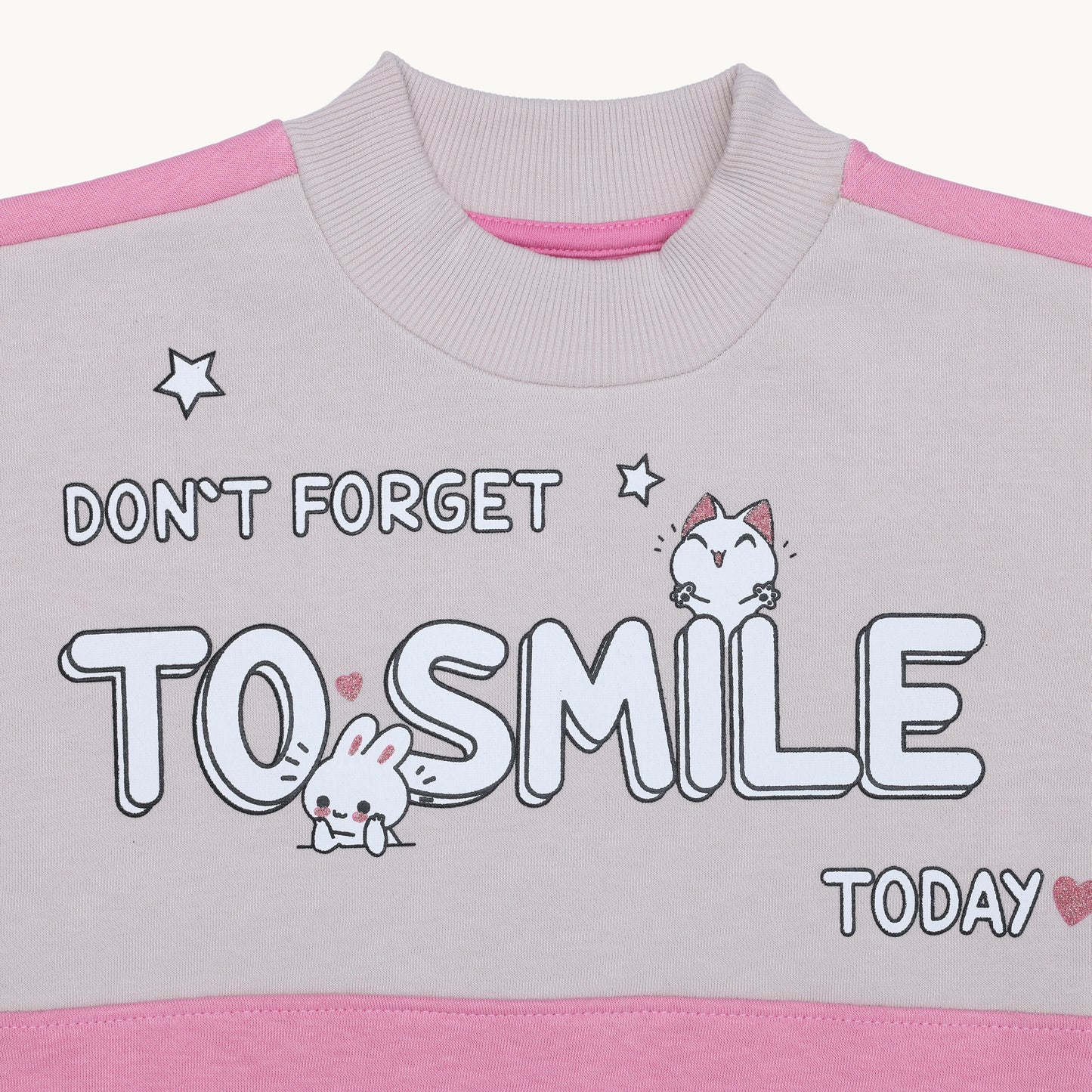 GIRLS SMILE PRINT FLEECE TRACKSUIT