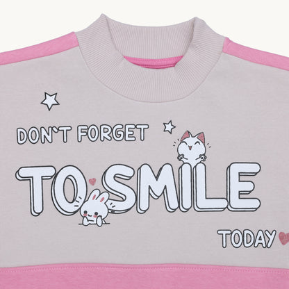 GIRLS SMILE PRINT FLEECE TRACKSUIT