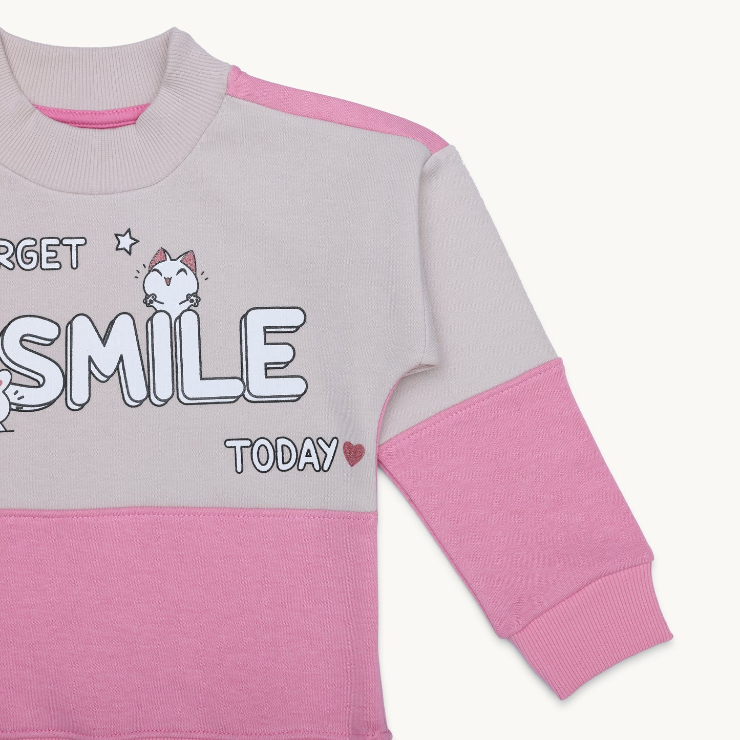 GIRLS SMILE PRINT FLEECE TRACKSUIT