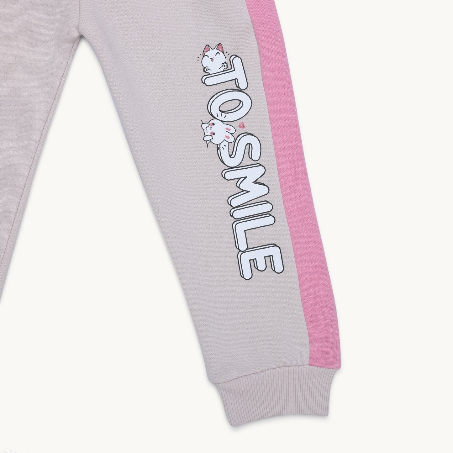 GIRLS SMILE PRINT FLEECE TRACKSUIT