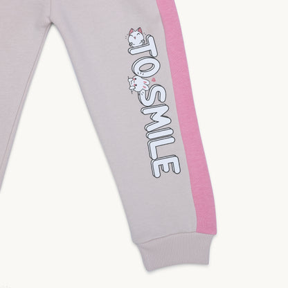 GIRLS SMILE PRINT FLEECE TRACKSUIT