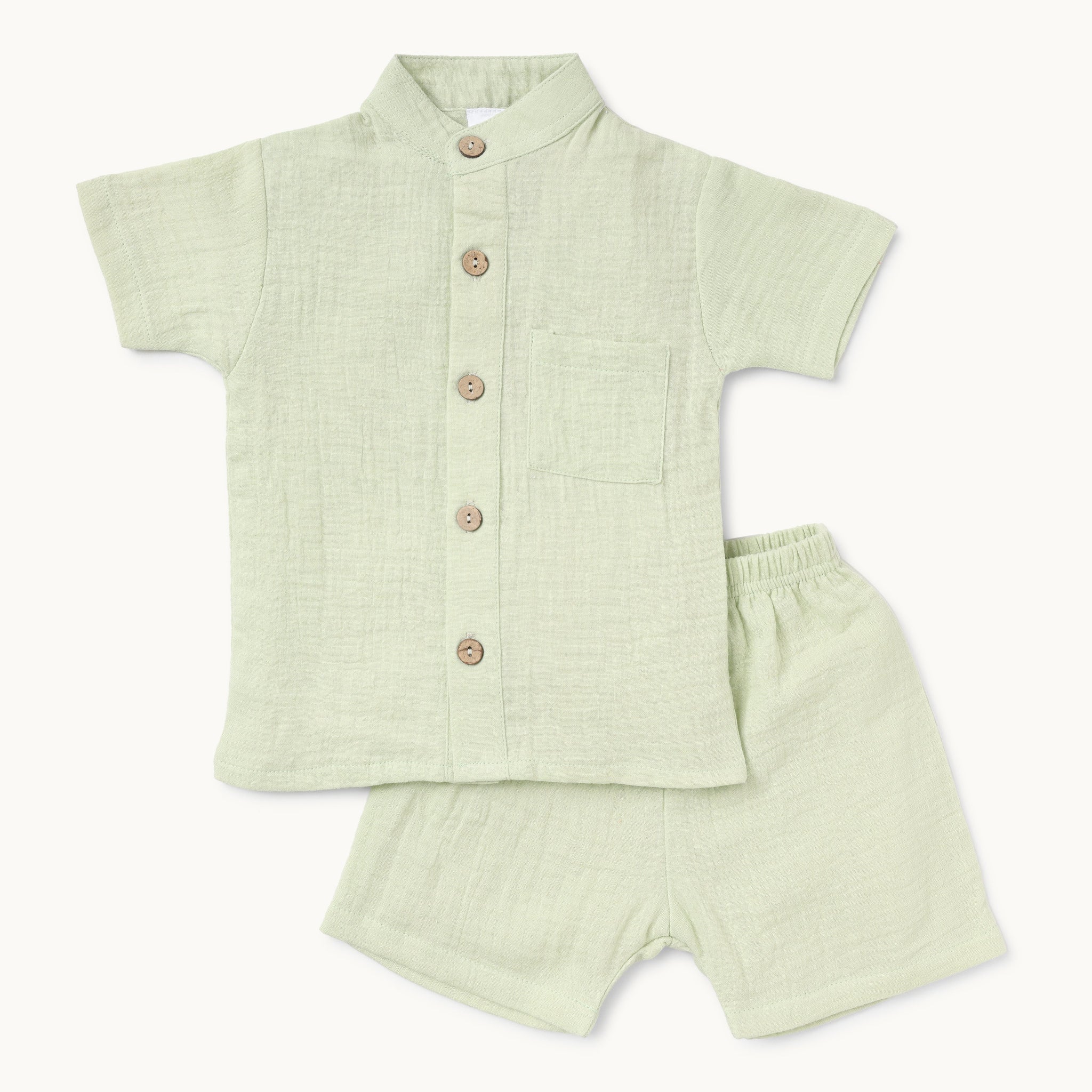 Sage Green Summer Shirt & Shorts Set - Infant Boys