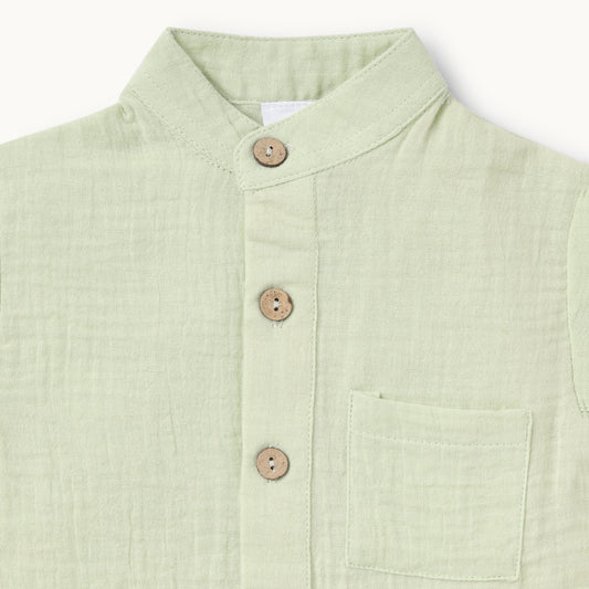 Sage Green Summer Shirt & Shorts Set - Infant Boys