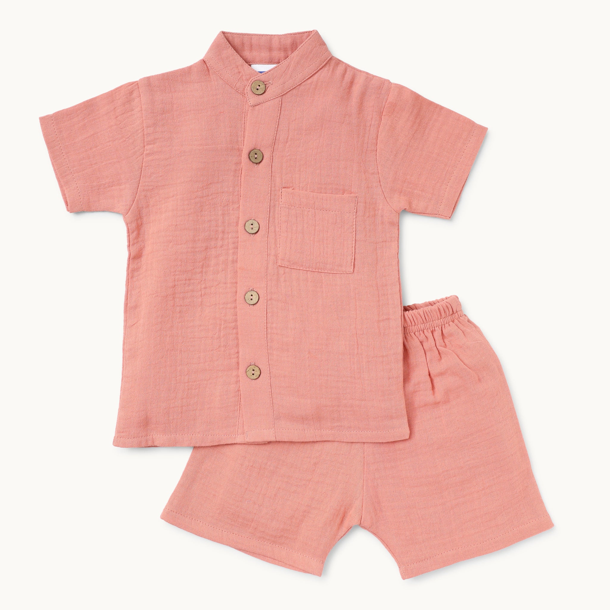 Light Brick Summer Shirt & Shorts Set - Infant Boys