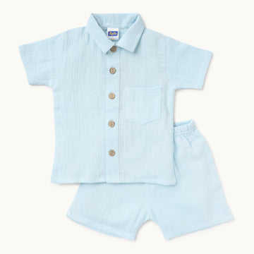 Light Blue Shirt & Shorts Set - Infant Boys