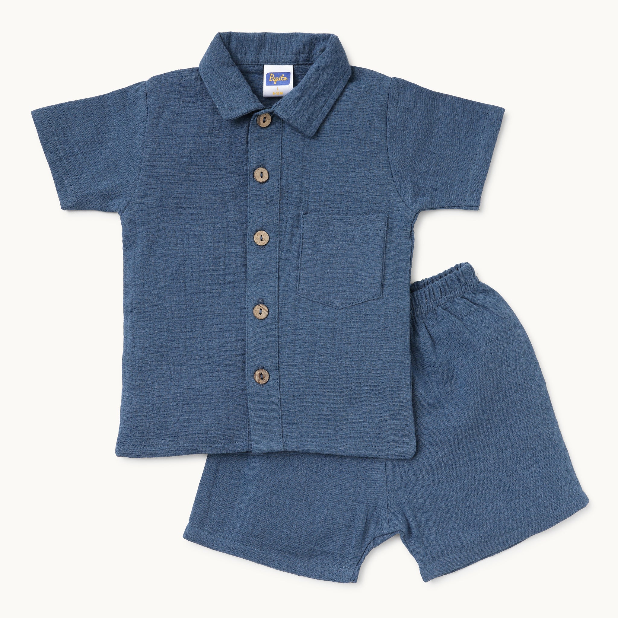 Navy Blue Summer Shirt & Shorts Set - Infant Boys