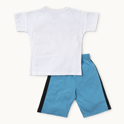 Boys Typographic Print T-Shirt & Shorts Set