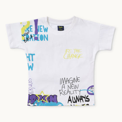 Boys Typographic Print T-Shirt & Shorts Set