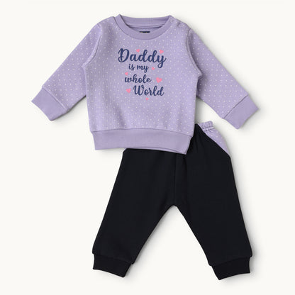 Daddy's Whole World Baby Outfit - Lilac & Black Set