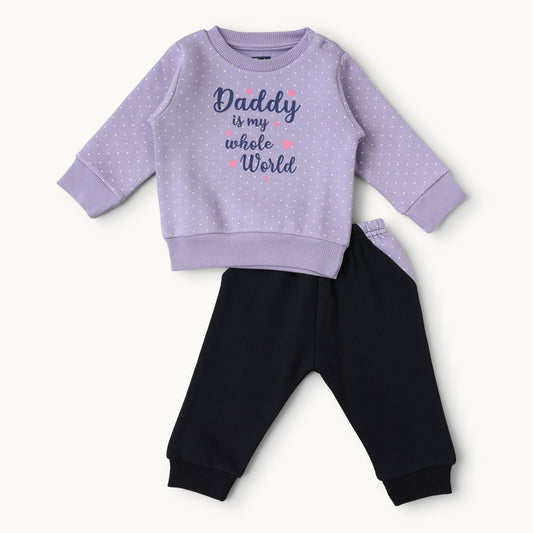 Daddy's Whole World Baby Outfit - Lilac & Black Set