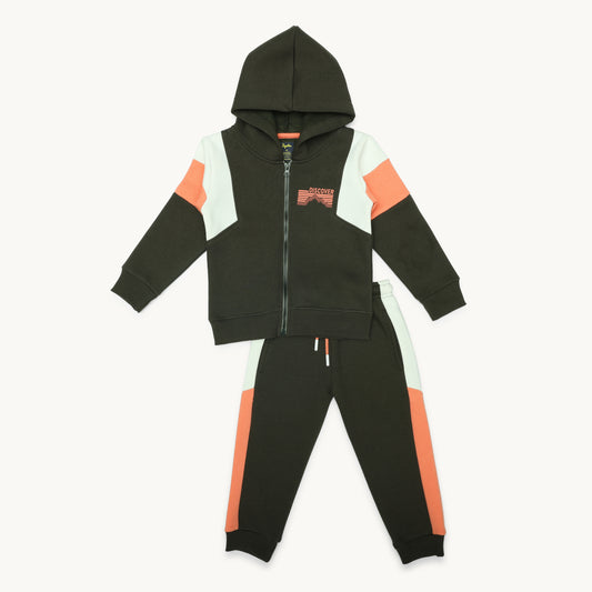 GIRLS THREE COLOUR FULL-ZIPPER TRACKSUIT