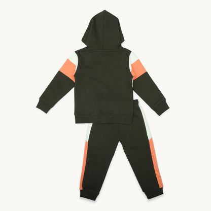 GIRLS THREE COLOUR FULL-ZIPPER TRACKSUIT