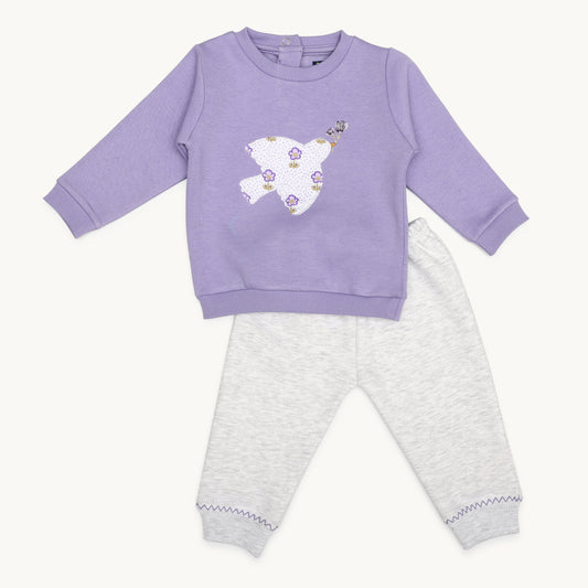 GIRLS BIRD PATCH FLEECE TRACKSUIT