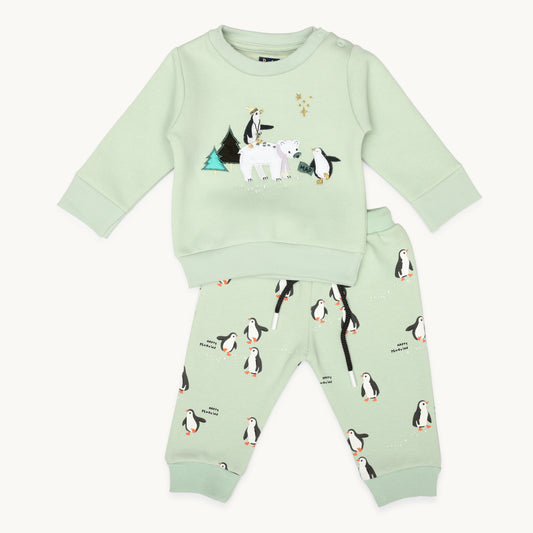 GIRLS BEAR AND PENGUIN FLEECE TRACKSUIT