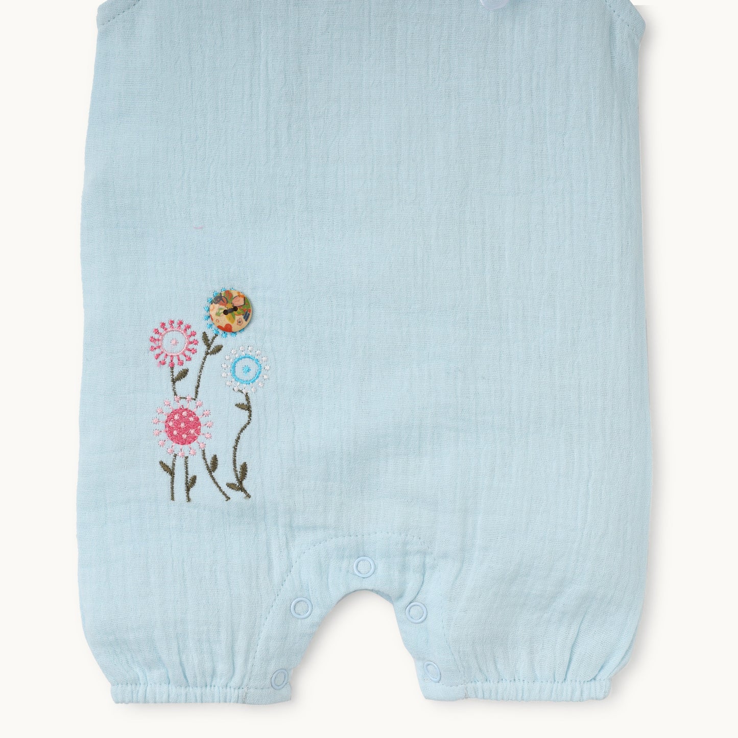Floral Light Blue Romper - Infant Girls