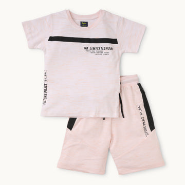 Boys Typographic Print T-Shirt & Shorts Set