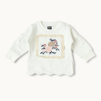 Blossom Dreams Two-Piece Baby Set | Vintage-Inspired Floral Sweatshirt & Pink Joggers