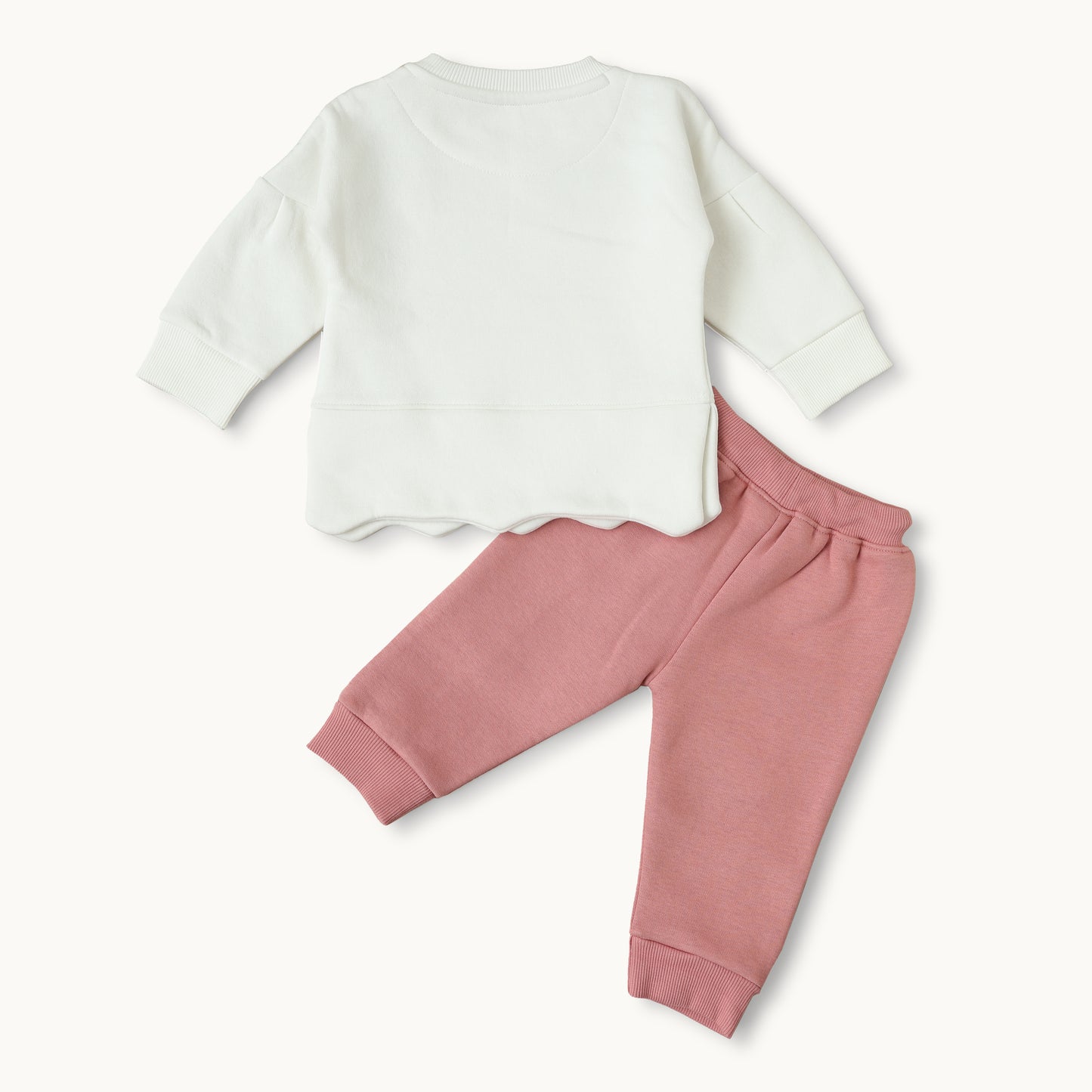 Blossom Dreams Two-Piece Baby Set | Vintage-Inspired Floral Sweatshirt & Pink Joggers