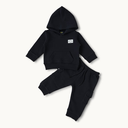 Infants' Cozy Black Hoodie and Jogger Set - Soft and Stylish Essentials