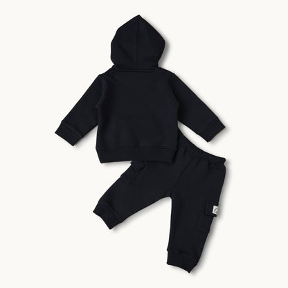 Infants' Cozy Black Hoodie and Jogger Set - Soft and Stylish Essentials