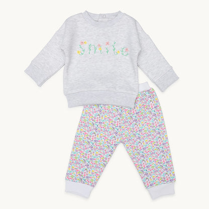 GIRLS SMILE PRINT FLEECE TRACKSUIT