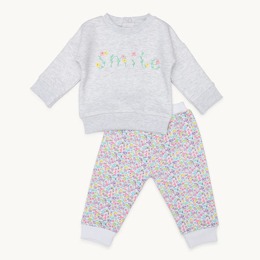 GIRLS SMILE PRINT FLEECE TRACKSUIT