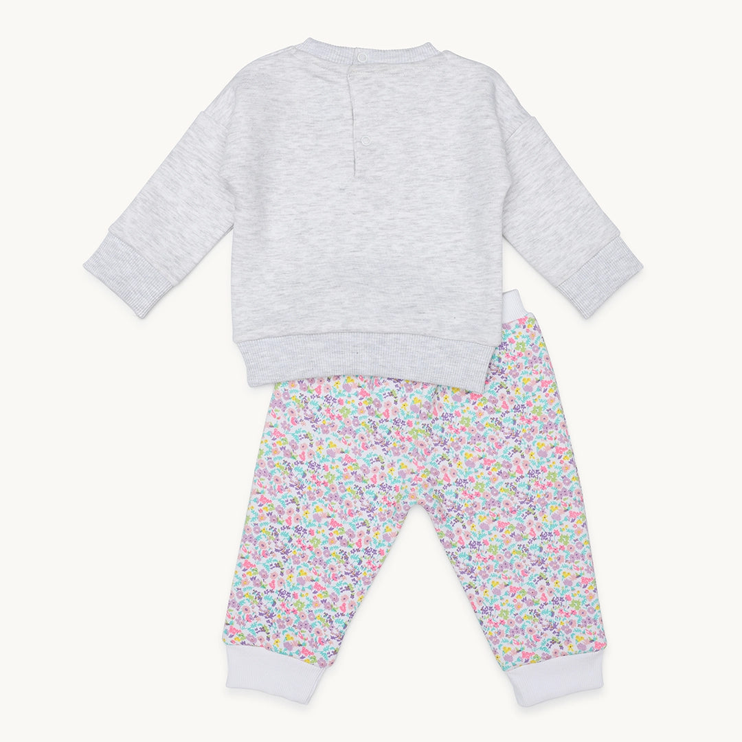 GIRLS SMILE PRINT FLEECE TRACKSUIT