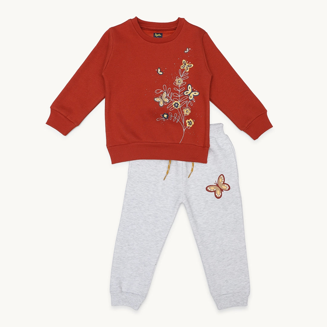 GIRLS BUTTERFLY FLEECE TRACKSUIT