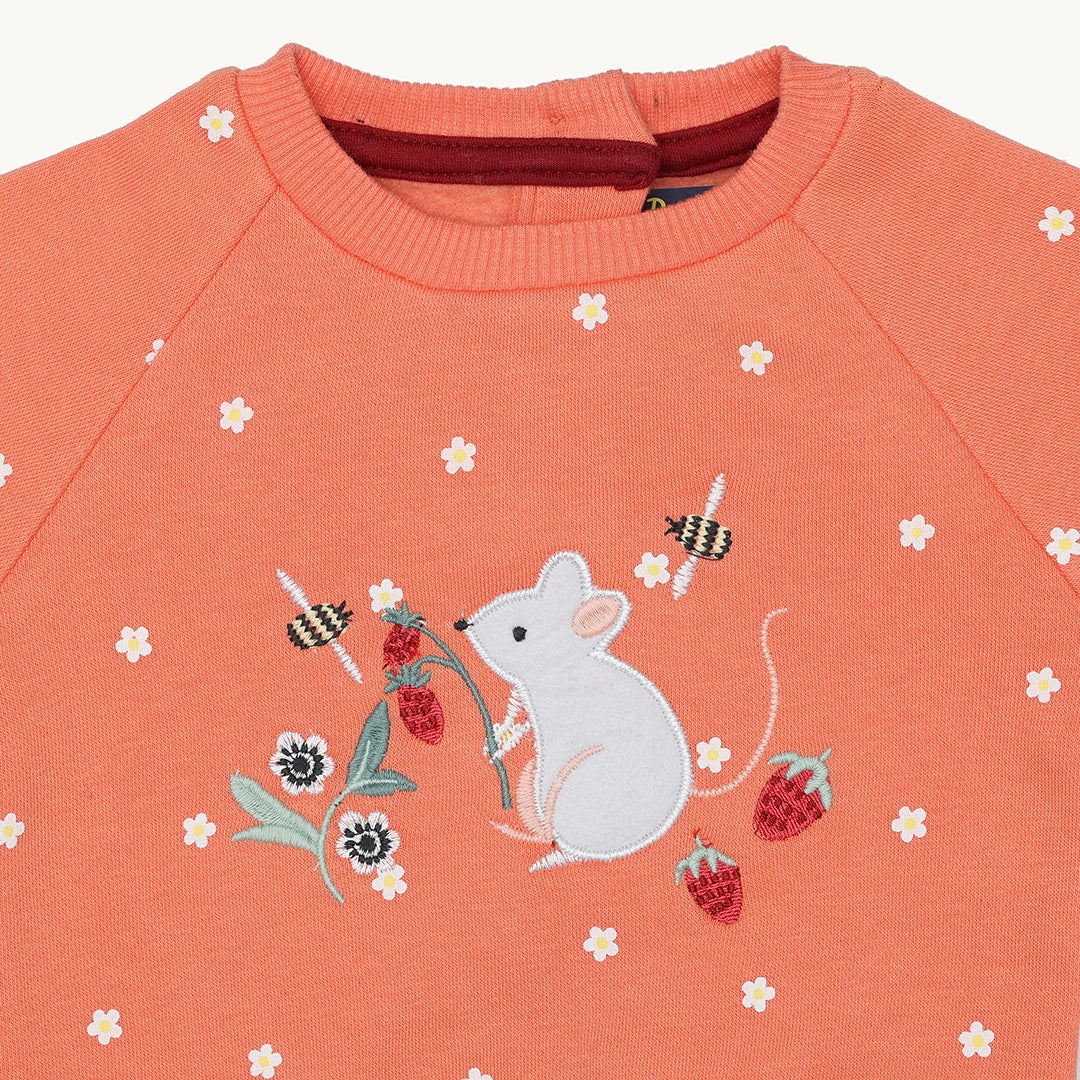 GIRLS MOUSE EMBROIDERY FLEECE TRACKSUIT