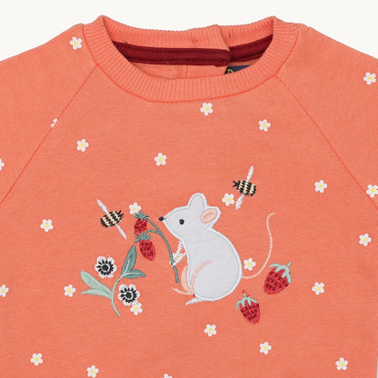 GIRLS MOUSE EMBROIDERY FLEECE TRACKSUIT