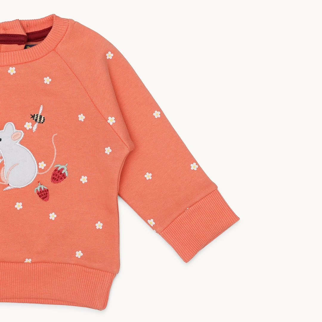 GIRLS MOUSE EMBROIDERY FLEECE TRACKSUIT