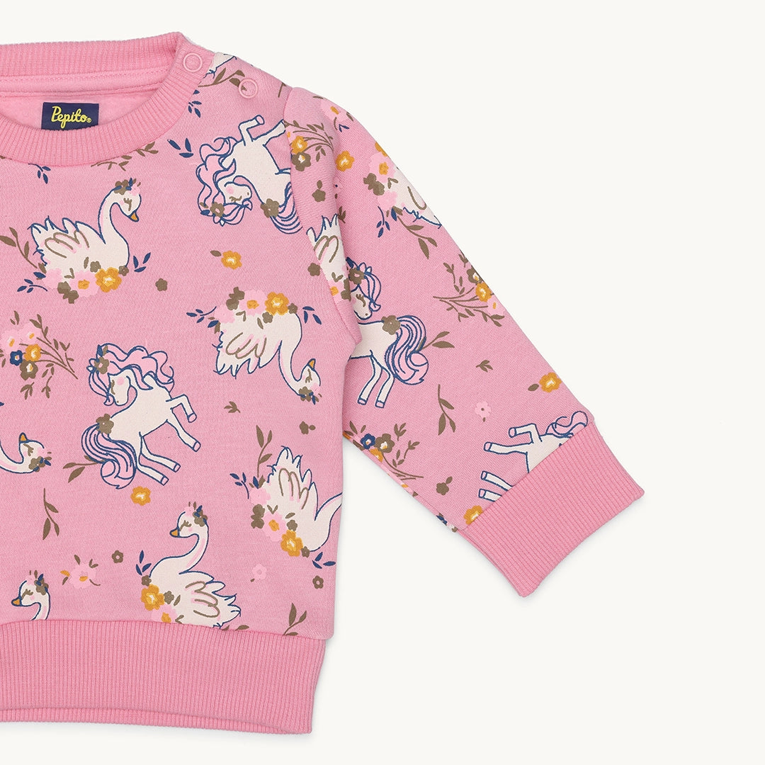 GIRLS SWAN AND UNICORN FLEECE TRACKSUIT