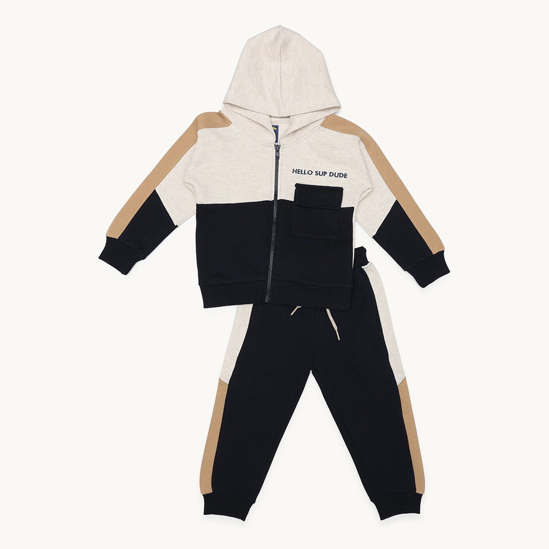 BOYS FRONT-ZIPPER HOODIE TRACKSUIT