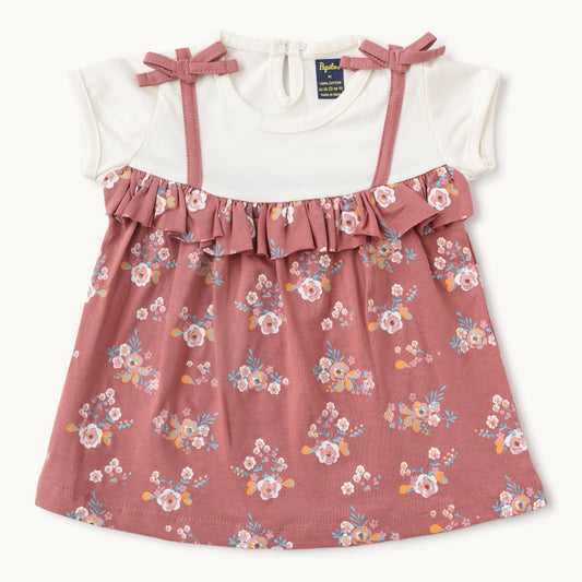 Blush Floral Ruffle Baby Dress – Soft Cotton