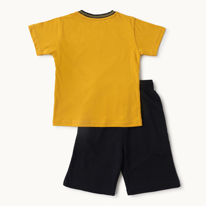 Summer Daze Kids T-Shirt & Shorts Set - Mustard & Black