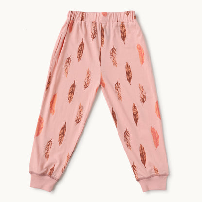 Brave Spirit Feather Print Pajama Set – Blush Pink
