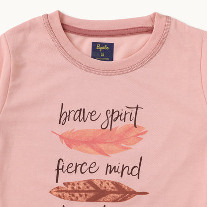 Brave Spirit Feather Print Pajama Set – Blush Pink
