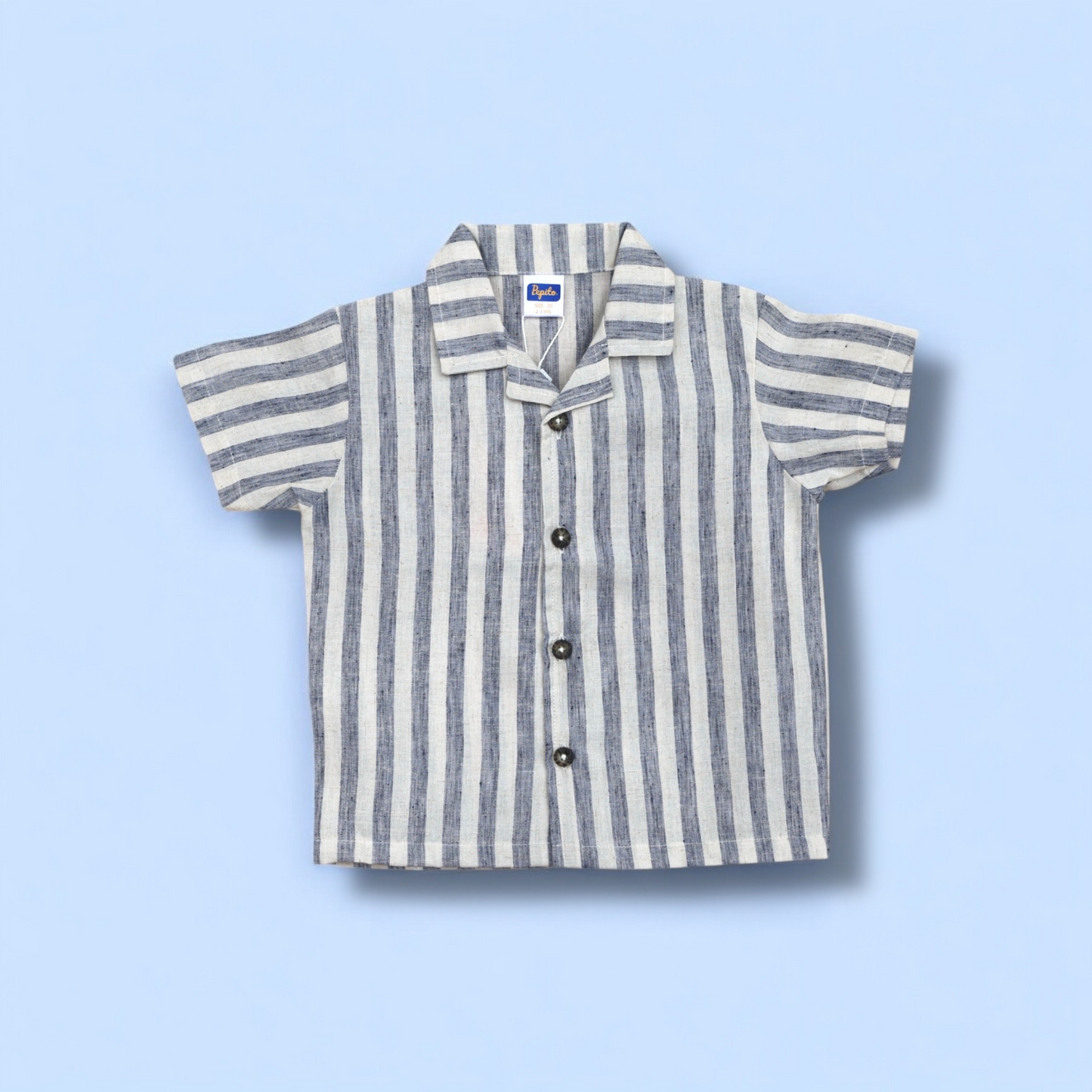 Pepito's Coastal Breeze Striped Linen Shirt & Short Set