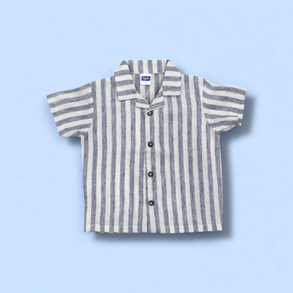 Pepito's Coastal Breeze Striped Linen Shirt & Short Set