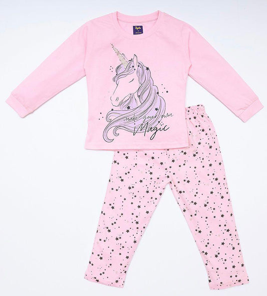 Pepito Girls' Unicorn Magic Night Suit – Full Sleeves & Pajama Set