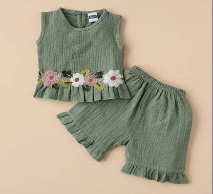 Pepito Girls' Floral Ruffle Co-Ord Set