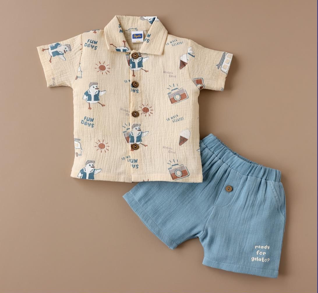 Pepito Boys' Summer Adventure Shirt & Shorts Set