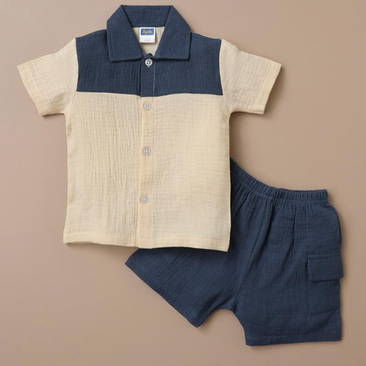 Pepito's Classic Blue & Cream Linen Co-Ord Set