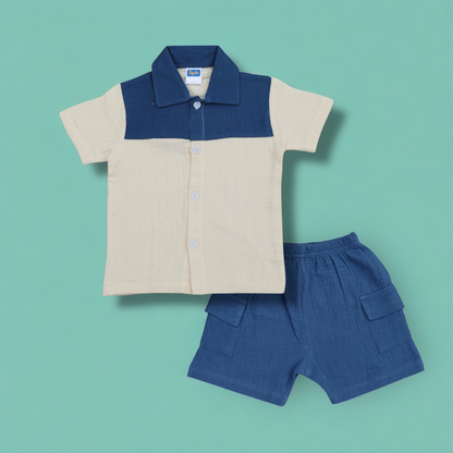 Pepito's Classic Blue & Cream Linen Co-Ord Set
